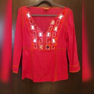 ❌SOLD❌ Tory Burch Embroidered Mirrored Tunic